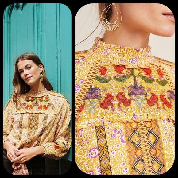 Maeve Anthropologie Goldie Embroidered Top - Picture 1 of 8
